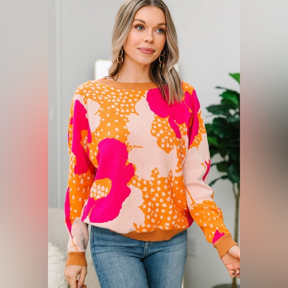 Fate Sweaters - Fate Never Been Better Hot Pink Floral Sweater